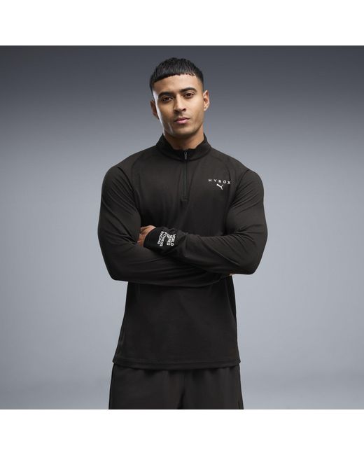 PUMA Black Hyrox 1/4 Zip Long Sleeve Top for men