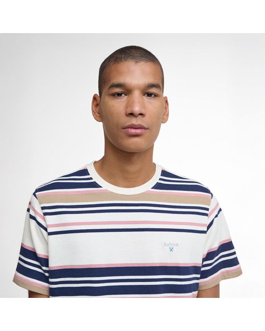 Barbour Blue Aickmen Tailored Striped T-Shirt for men