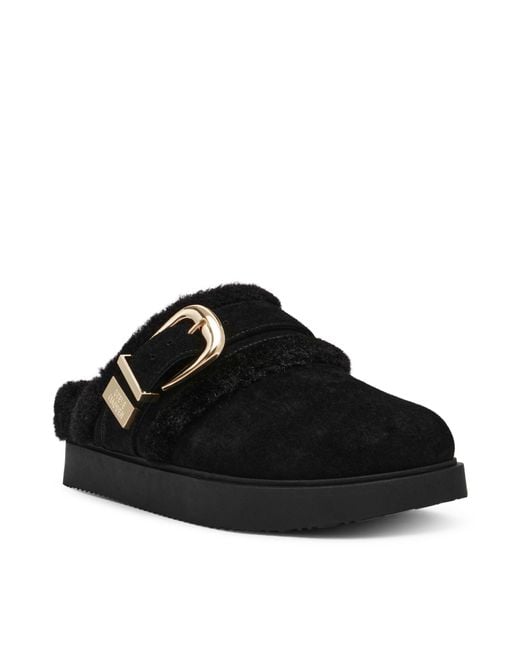 Steve Madden Black Cosy Up Flat Mule
