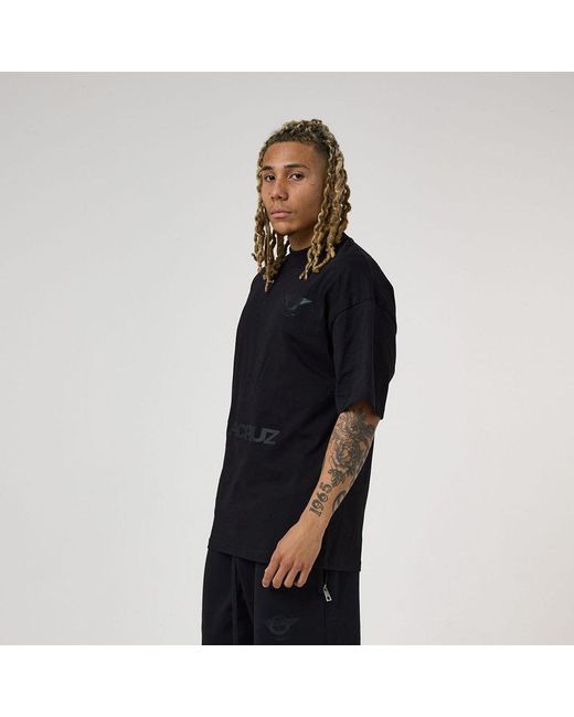 TELA CRUZ Black Oversized Design T-Shirt for men