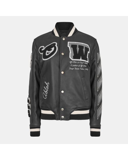 Off-White c/o Virgil Abloh Black Two-Tone Varsity Jacket