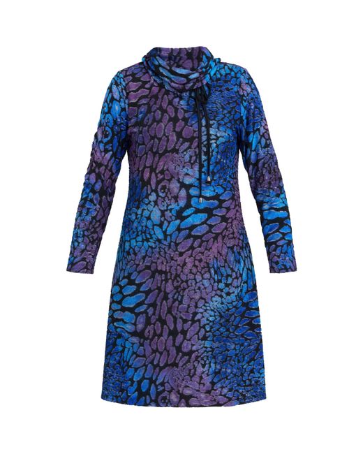 Gina Bacconi Blue Aileen Abstract Print Dress