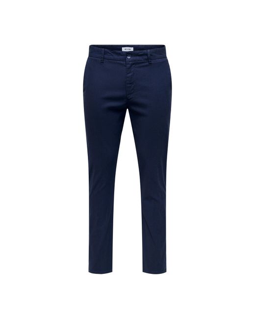 ONLY Blue Slim Fit Trousers for men