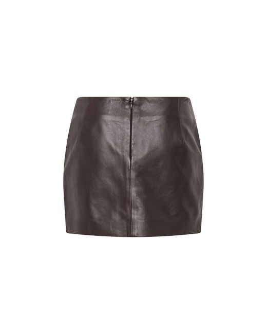 St. Agni Gray Leather Mini Skirt