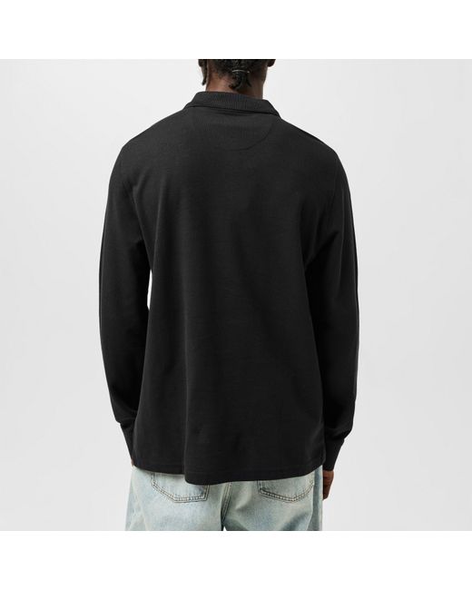 Original Penguin Black Cotton Long Sleeve Polo Shirt for men