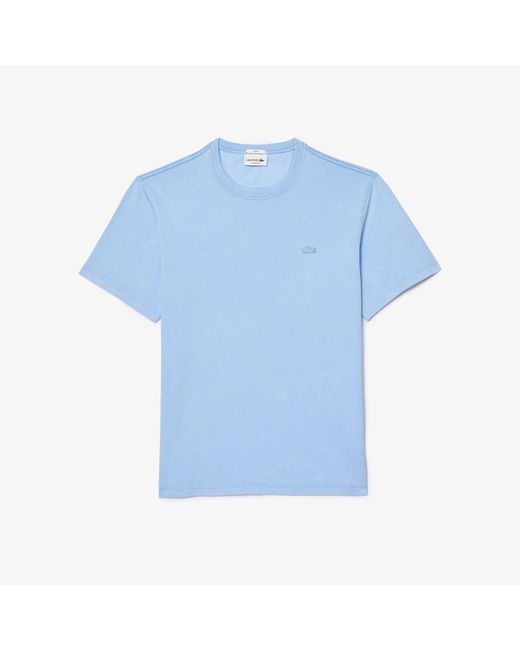 Lacoste Blue Washed Effect Heavy Cotton T-Shirt for men