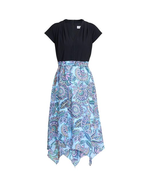 Gina Bacconi Blue Charlotte Handkerchief Skirt Dress