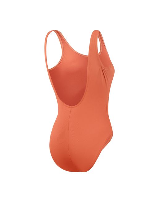 Speedo Orange Textured Belted Deep U-Back One Piece Swimsuit
