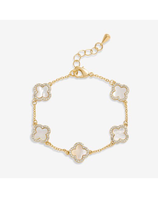 Jon Richard Metallic Plated Mother Of Pearl Clover Bracelet
