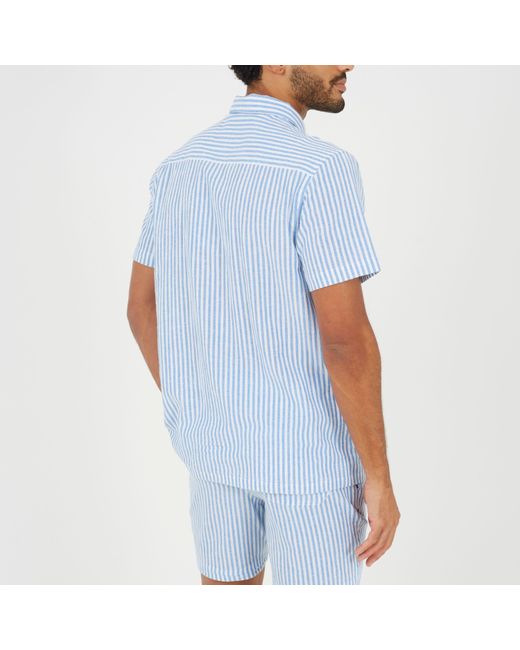 Brave Soul Blue Short Sleeved Revere Collar Patterned Shirt for men