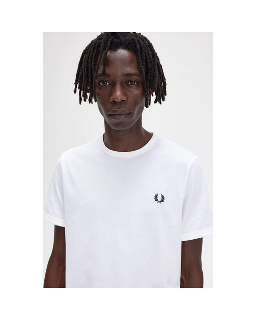 Fred Perry White Ringer T-Shirt for men