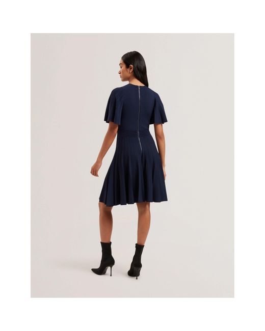 Ted Baker Blue Knitted Skater Mini Dress