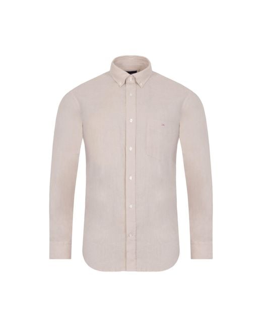 Eden Park White Plain Linen Shirt for men