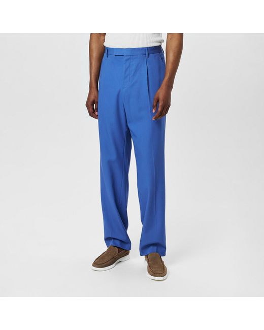 Boss Blue Pris Virgin Wool Trousers for men