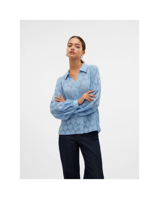 Vero Moda Blue Mayla Long-Sleeve Blouse