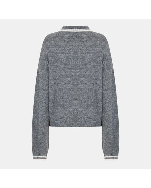 Jack Wills Gray Knitted Long Sleeve Polo Shirt