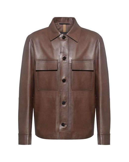 Boss Brown L-do Leather Jacket for men