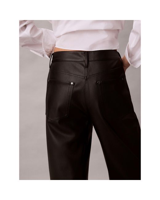 Calvin Klein Black Tailored Leather Trousers