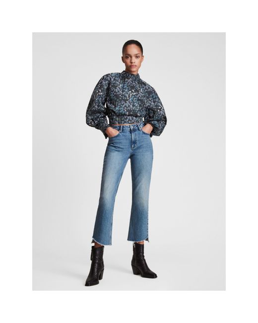 AllSaints Blue Luna Asgard Short-Sleeve Casual Blouse