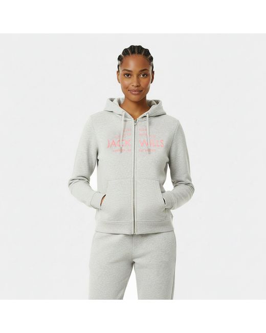 Jack Wills Gray Hunston Logo Zip Hoodie