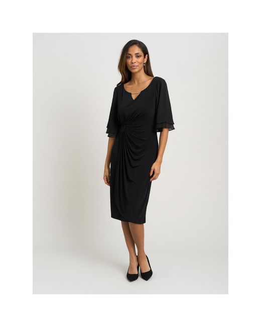 Gina Bacconi Black Diamante Trim Dress With Chiffon Sleeves