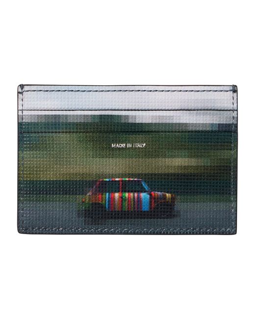 Paul Smith Black Leather Printed Card Holder for men