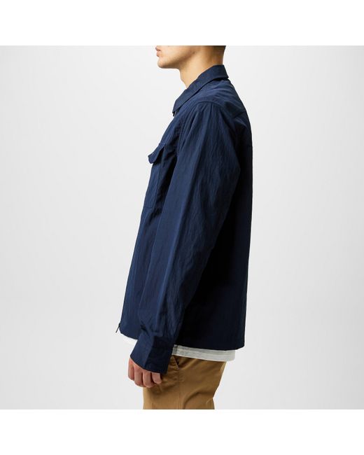 Fred Perry Blue Long Sleeve Zip Overshirt for men