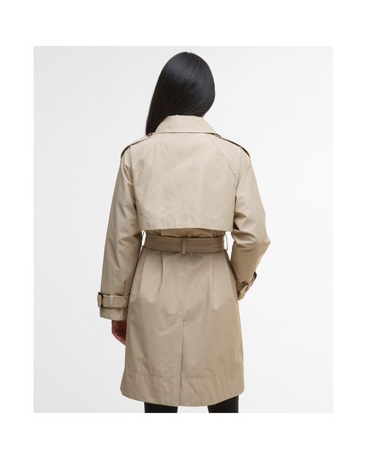 Barbour Natural Maia Showerproof Cotton Long Sleeve Trench Coat