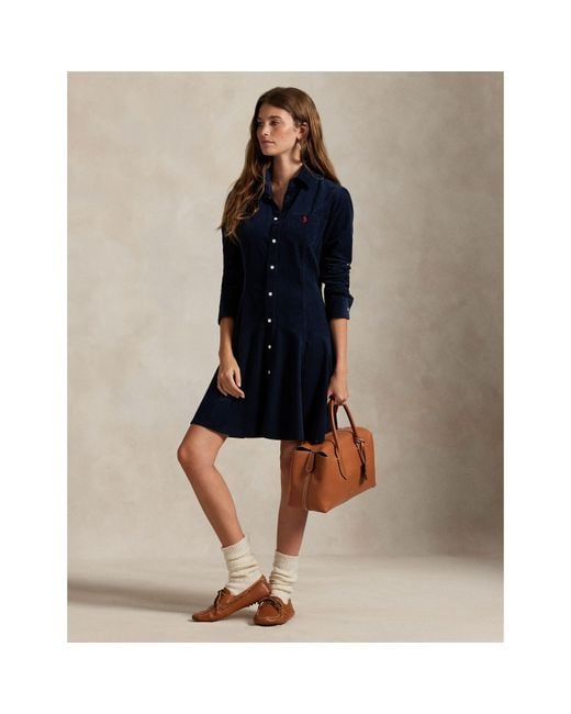 Polo Ralph Lauren Blue Cord Shirt Dress