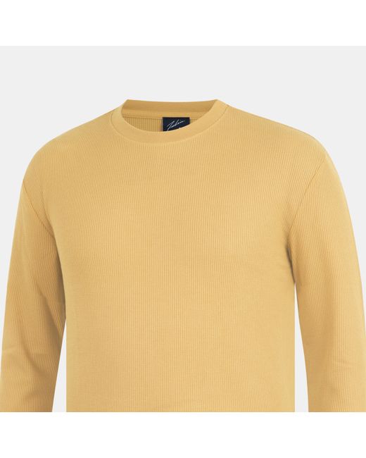 Fabric Yellow Regular Fit Waffle T-Shirt for men