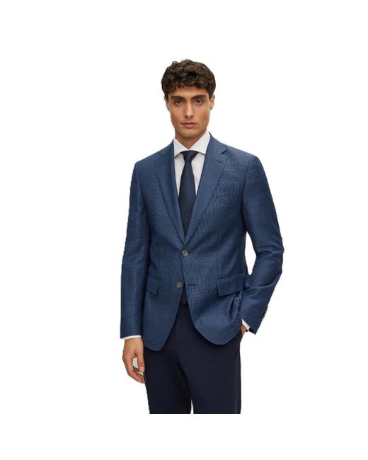 Boss Blue H Hutson Elbow Blazer for men