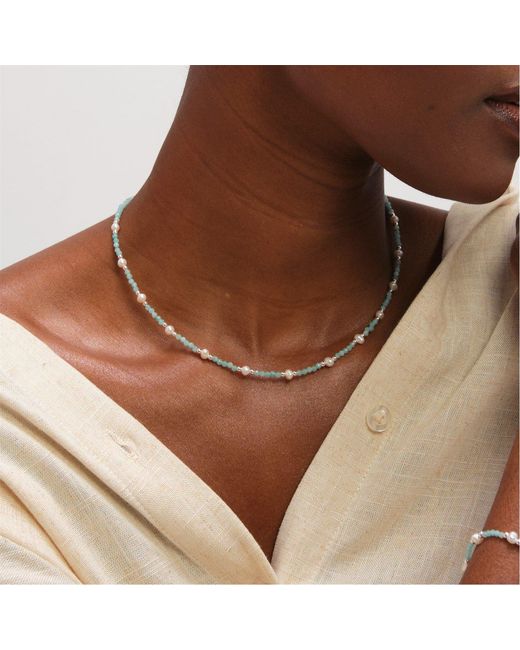 Inicio Metallic Sterling Plated Pearl Necklace