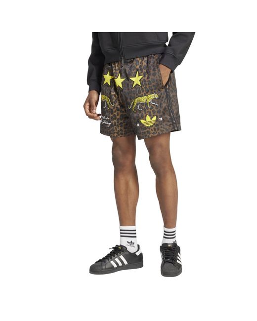 Adidas Originals Gray All Over Print Fleece Jogger Shorts for men