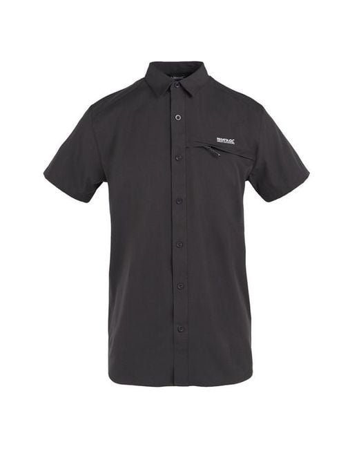 Regatta Black Travel Packaway Short Sleeve Shirt for men