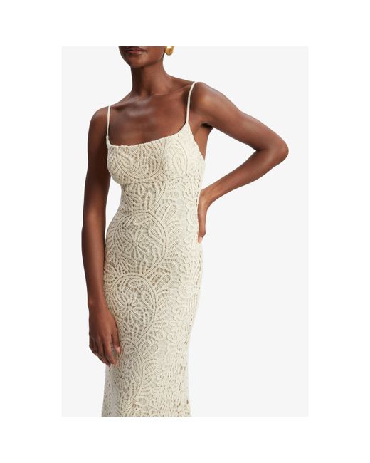 Bardot Natural Adoni Crochet Midi Bodycon Dress