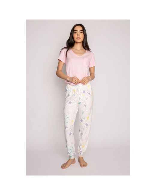 Pj Salvage Pink Drawstring Star Pant