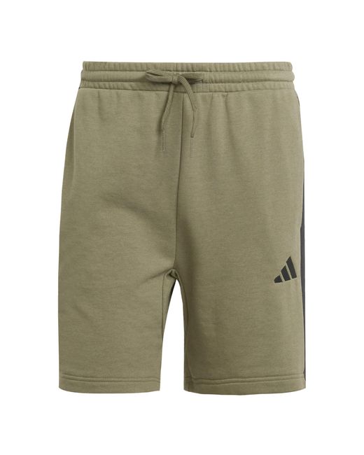 Adidas Green Essentials 3 Stripe Fleece Shorts for men