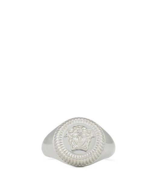 Versace White Medusa Medallion Ring for men
