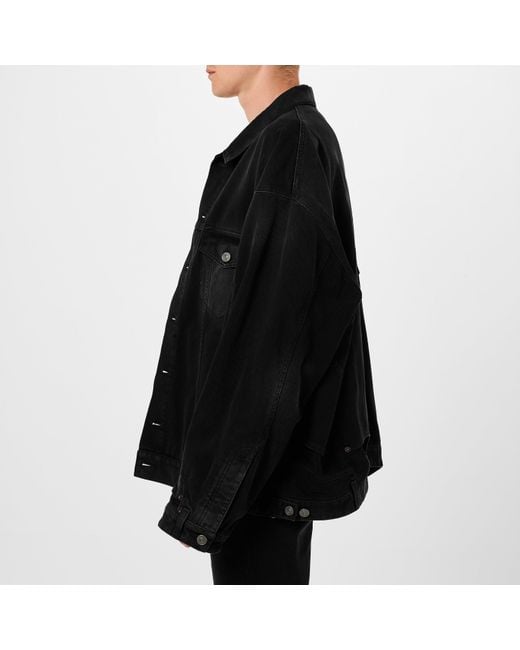 Balenciaga Black Deconstructed Cotton Long Sleeve Denim Jacket for men