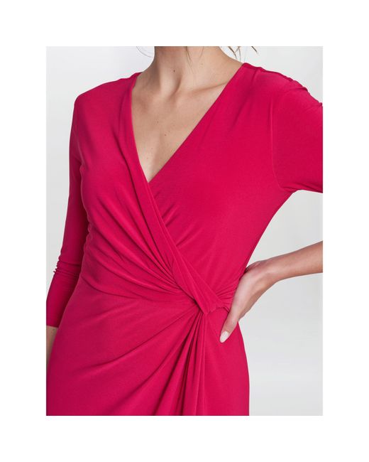 Gina Bacconi Pink Celine Jersey Wrap Maxi Dress