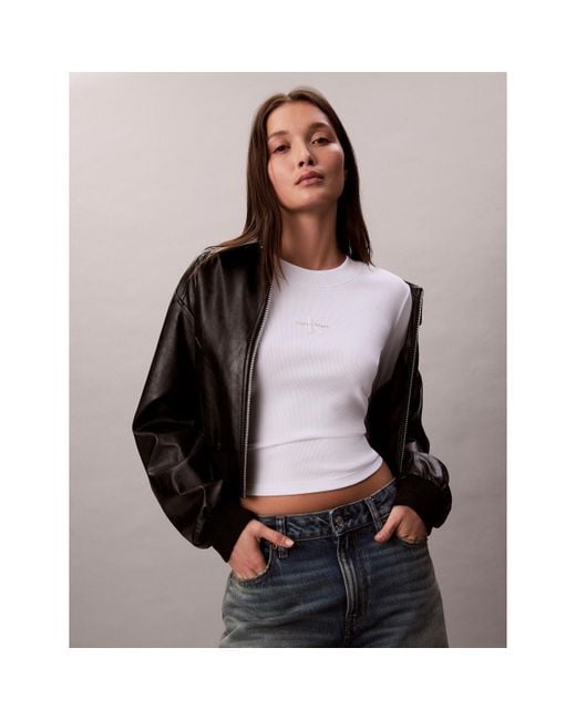 Calvin Klein Purple Long-Sleeve Crop Top