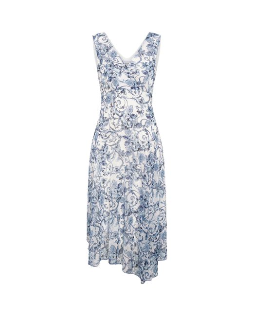 Gina Bacconi Blue India Chiffon Print Dress