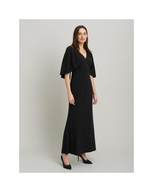 Gina Bacconi Black Francine Cape Sleeve Maxi Dress