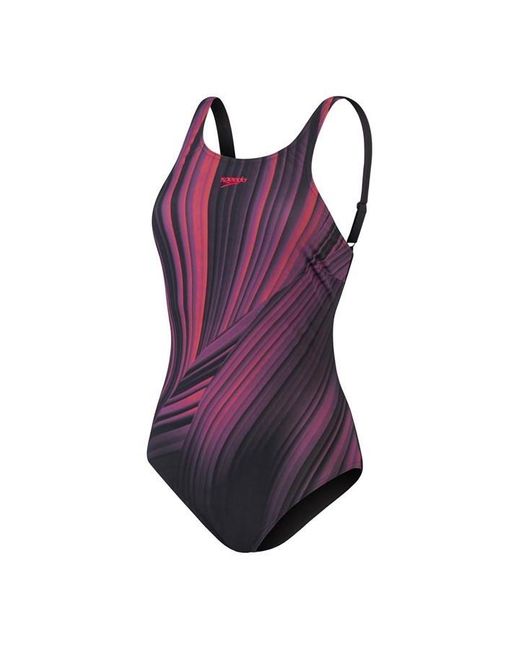 Speedo Purple Shaping Enlace Printed Swimsuit