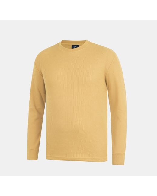 Fabric Yellow Regular Fit Waffle T-Shirt for men