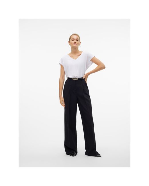Vero Moda White Filli Short-Sleeve V-Neck Regular Fit T-Shirt