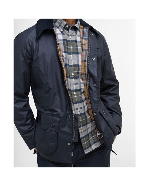 Barbour Blue Ashby Water Resistant Windproof Long Sleeve Wax Jacket for men