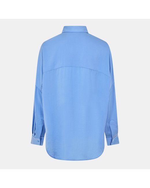 French Connection Blue Damasco Long Sleeve Blouse
