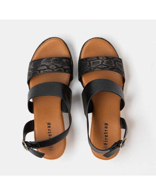 Firetrap Black Ella Ladies Back-Strap Wedge Sandals