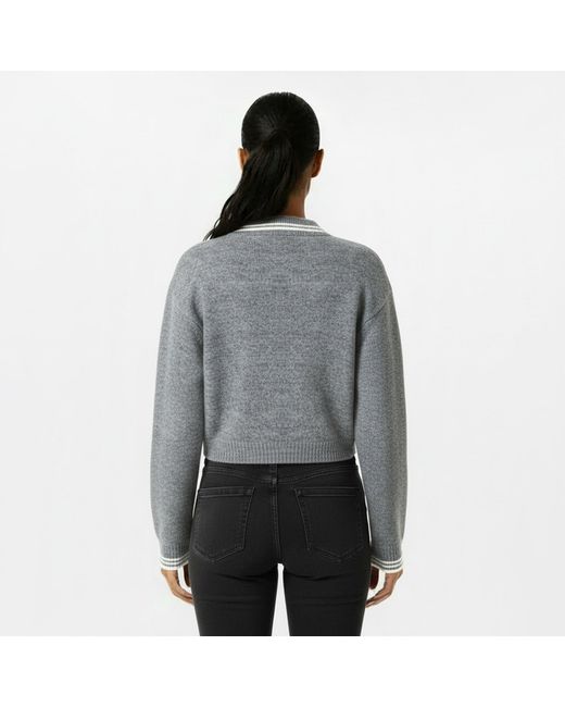 Jack Wills Gray Knitted Long Sleeve Polo Shirt